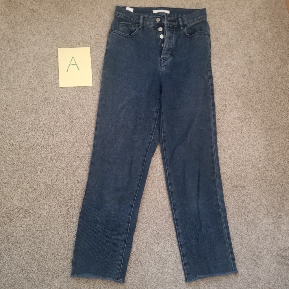 Women's PacSun High Rise Straight Leg Baggy Blue Jeans Size 24 Boyfriend button